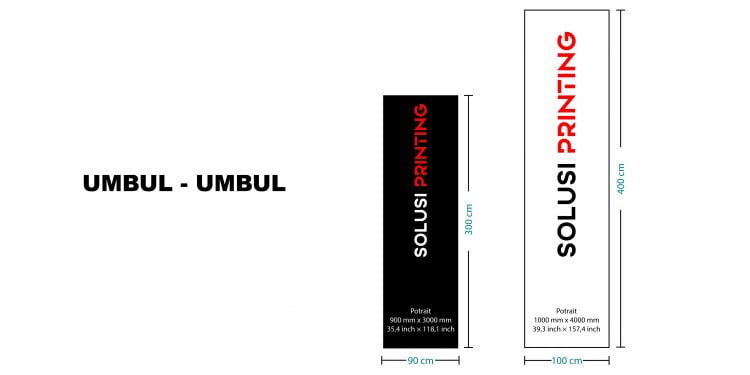 ilustrasi ukuran umbul 2 dengan logo solusiprinting.com