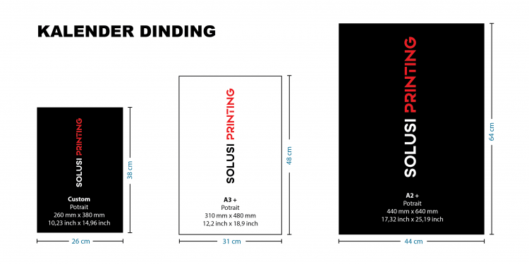ilustrasi ukuran kalender dinding dengan logo solusiprinting.com